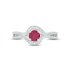 Thumbnail Image 2 of Lab-Created Ruby & Diamond Promise Ring 1/20 ct tw Round-cut Sterling Silver