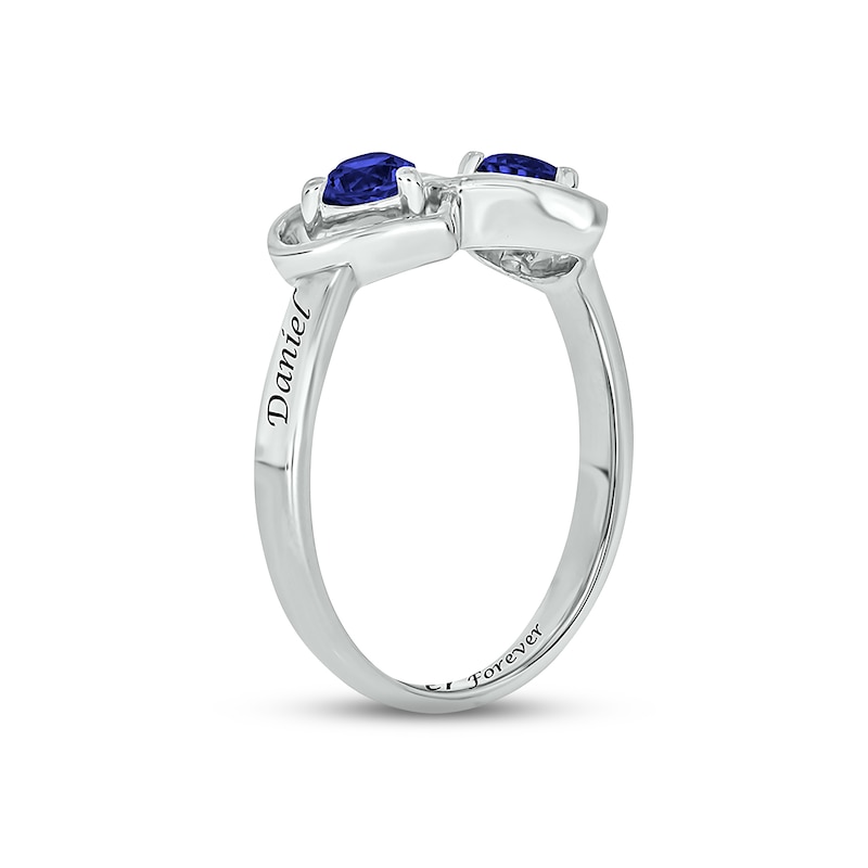 Main Image 2 of Blue Lab-Created Sapphire Double Heart Promise Ring Sterling Silver