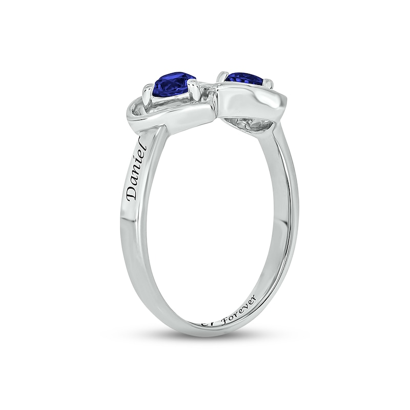 Blue Lab-Created Sapphire Double Heart Promise Ring Sterling Silver