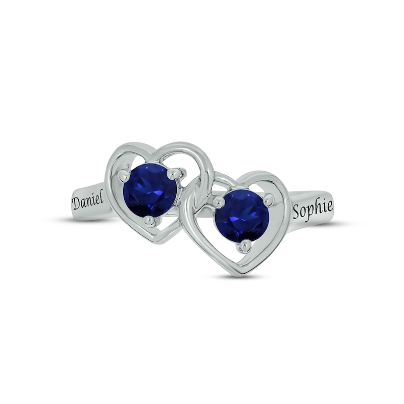 Blue Lab-Created Sapphire Double Heart Promise Ring Sterling Silver