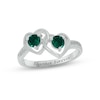 Thumbnail Image 0 of Lab-Created Emerald Double Heart Promise Ring Sterling Silver