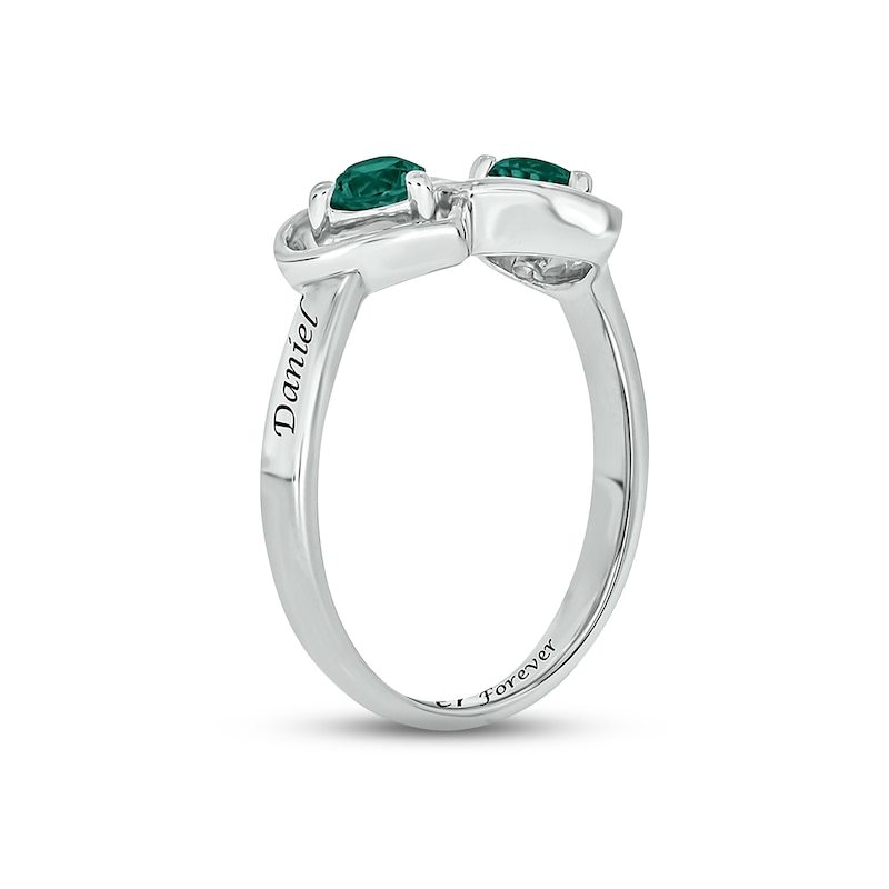 Lab-Created Emerald Double Heart Promise Ring Sterling Silver