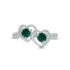Thumbnail Image 2 of Lab-Created Emerald Double Heart Promise Ring Sterling Silver