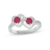Thumbnail Image 1 of Lab-Created Ruby Double Heart Promise Ring Sterling Silver