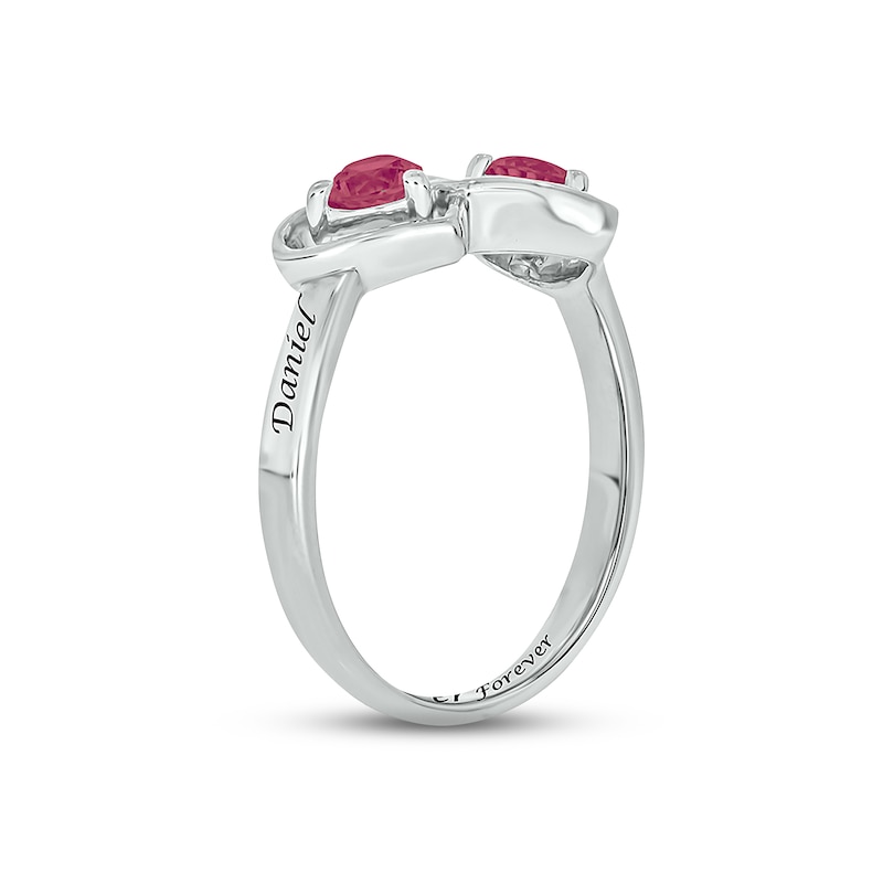 Lab-Created Ruby Double Heart Promise Ring Sterling Silver