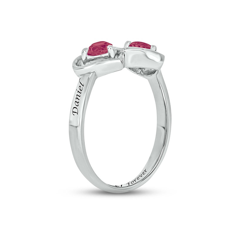 Main Image 2 of Lab-Created Ruby Double Heart Promise Ring Sterling Silver