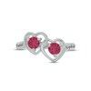 Thumbnail Image 3 of Lab-Created Ruby Double Heart Promise Ring Sterling Silver