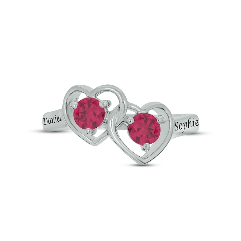 Main Image 3 of Lab-Created Ruby Double Heart Promise Ring Sterling Silver
