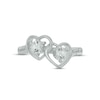 Thumbnail Image 3 of White Lab-Created Sapphire Double Heart Promise Ring Sterling Silver