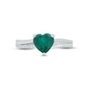 Thumbnail Image 3 of Lab-Created Emerald & Diamond Heart Promise Ring 1/10 ct tw Round-cut Sterling Silver