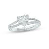 Thumbnail Image 1 of White Lab-Created Sapphire & Diamond Heart Promise Ring 1/10 ct tw Round-cut Sterling Silver