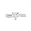 Thumbnail Image 3 of White Lab-Created Sapphire & Diamond Heart Promise Ring 1/10 ct tw Round-cut Sterling Silver