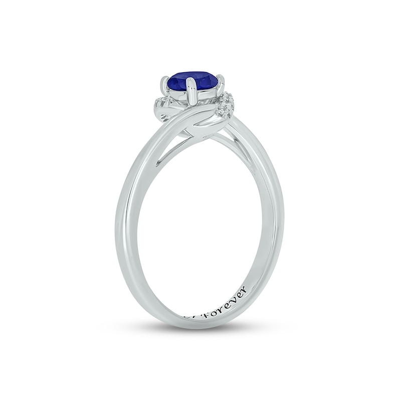 Main Image 2 of Blue Lab-Created Sapphire & Diamond Promise Ring 1/20 ct tw Round-cut Sterling Silver