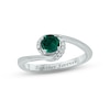 Thumbnail Image 0 of Lab-Created Emerald & Diamond Promise Ring 1/20 ct tw Round-cut Sterling Silver