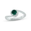 Thumbnail Image 1 of Lab-Created Emerald & Diamond Promise Ring 1/20 ct tw Round-cut Sterling Silver
