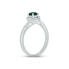 Thumbnail Image 1 of Lab-Created Emerald & Diamond Promise Ring 1/20 ct tw Round-cut Sterling Silver