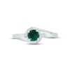 Thumbnail Image 2 of Lab-Created Emerald & Diamond Promise Ring 1/20 ct tw Round-cut Sterling Silver