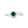 Thumbnail Image 3 of Lab-Created Emerald & Diamond Promise Ring 1/20 ct tw Round-cut Sterling Silver