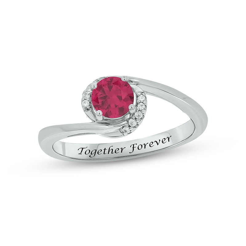 Lab-Created Ruby & Diamond Promise Ring 1/20 ct tw Round-cut Sterling Silver