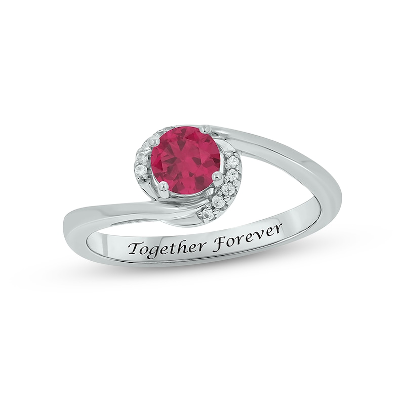 Lab-Created Ruby & Diamond Promise Ring 1/20 ct tw Round-cut Sterling Silver