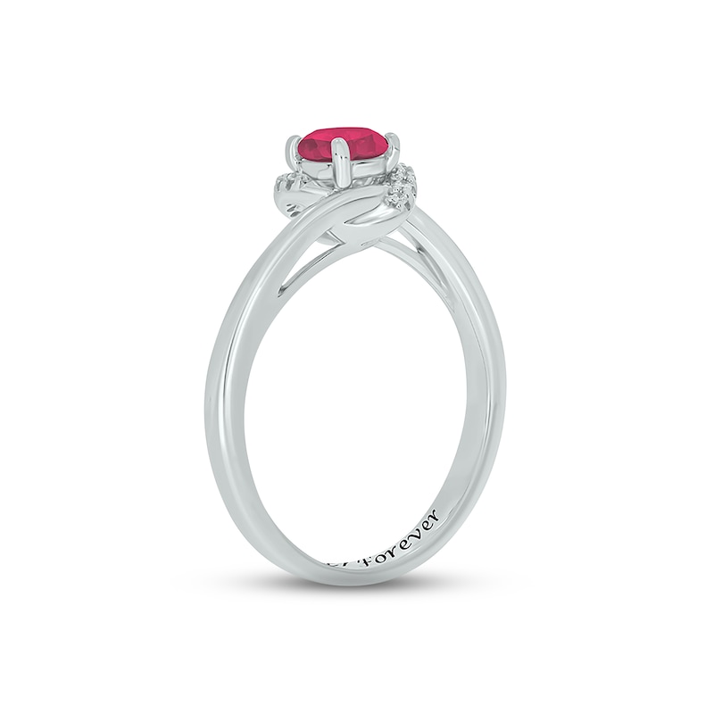 Lab-Created Ruby & Diamond Promise Ring 1/20 ct tw Round-cut Sterling Silver