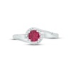 Thumbnail Image 2 of Lab-Created Ruby & Diamond Promise Ring 1/20 ct tw Round-cut Sterling Silver