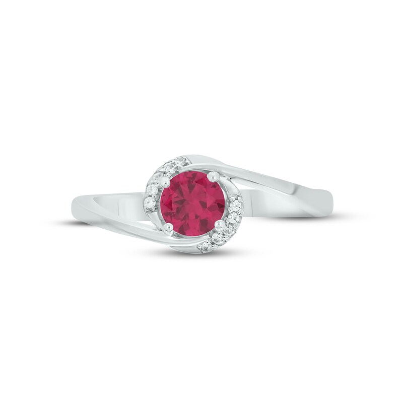 Lab-Created Ruby & Diamond Promise Ring 1/20 ct tw Round-cut Sterling Silver