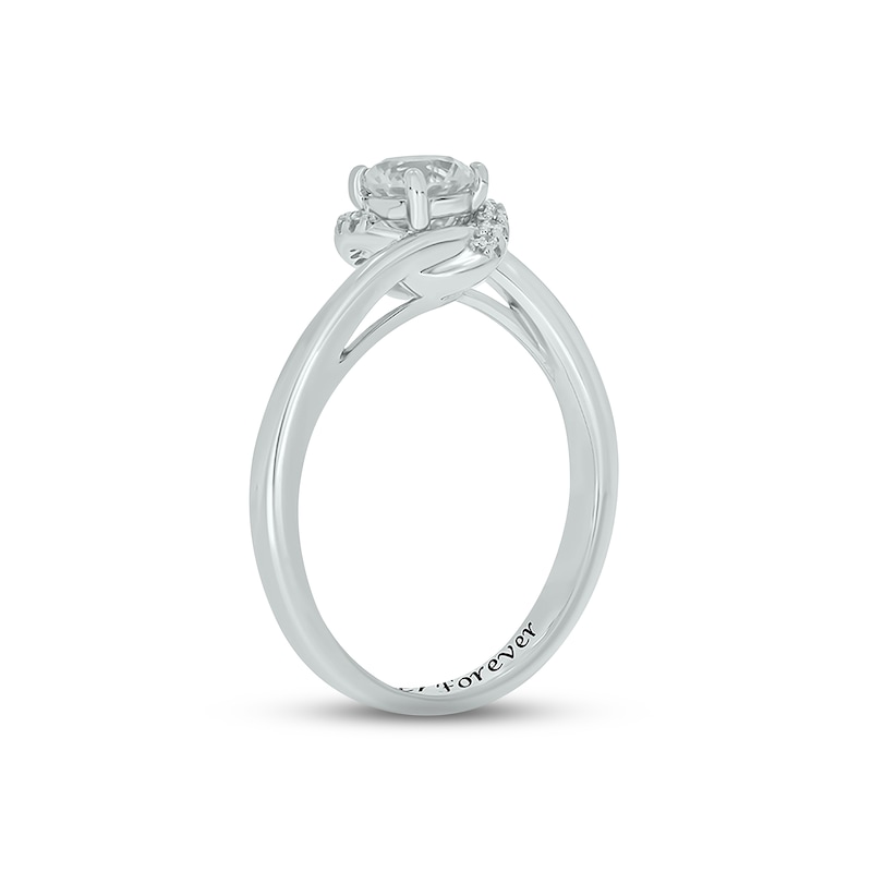 Main Image 2 of White Lab-Created Sapphire & Diamond Promise Ring 1/20 ct tw Round-cut Sterling Silver