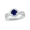 Thumbnail Image 0 of Blue Lab-Created Sapphire & Diamond Promise Ring 1/10 ct tw Round-cut Sterling Silver