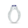 Thumbnail Image 1 of Blue Lab-Created Sapphire & Diamond Promise Ring 1/10 ct tw Round-cut Sterling Silver