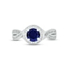 Thumbnail Image 2 of Blue Lab-Created Sapphire & Diamond Promise Ring 1/10 ct tw Round-cut Sterling Silver