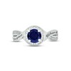 Thumbnail Image 3 of Blue Lab-Created Sapphire & Diamond Promise Ring 1/10 ct tw Round-cut Sterling Silver