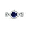 Thumbnail Image 2 of Blue Lab-Created Sapphire & Diamond Promise Ring 1/10 ct tw Round-cut Sterling Silver