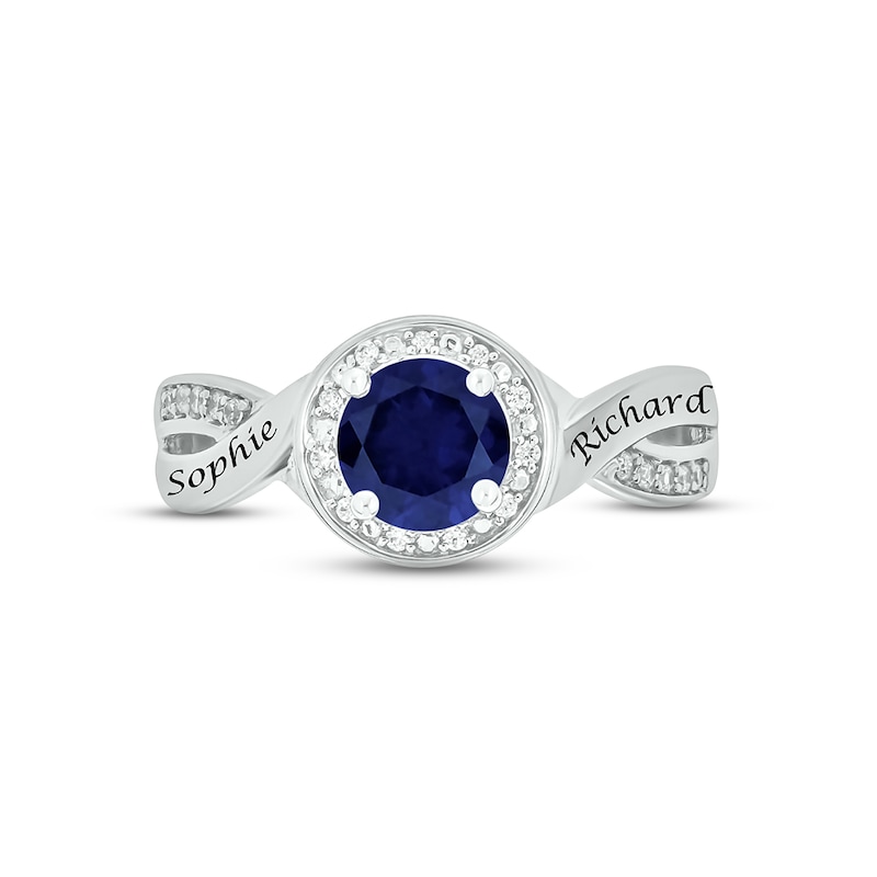 Main Image 3 of Blue Lab-Created Sapphire & Diamond Promise Ring 1/10 ct tw Round-cut Sterling Silver