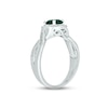 Thumbnail Image 1 of Lab-Created Emerald & Diamond Promise Ring 1/10 ct tw Round-cut Sterling Silver
