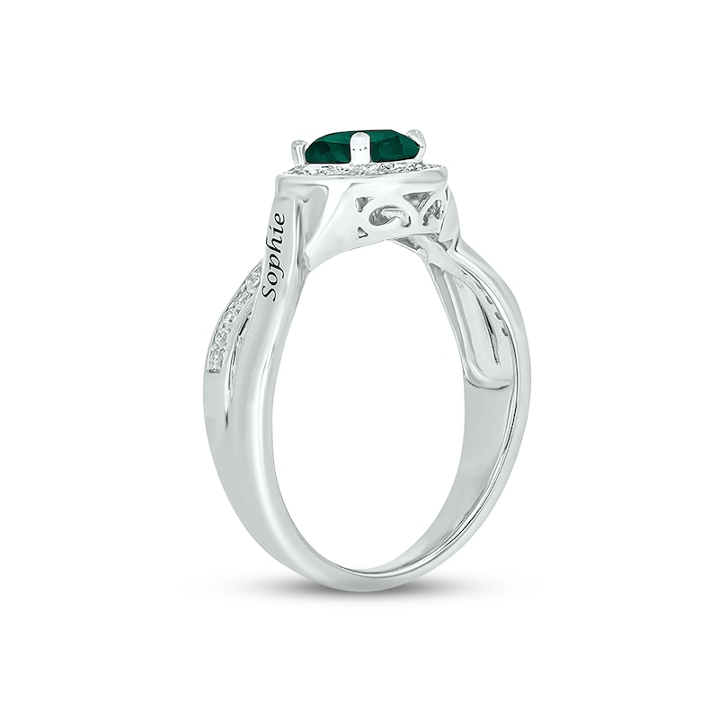 Lab-Created Emerald & Diamond Promise Ring 1/10 ct tw Round-cut Sterling Silver