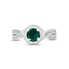 Thumbnail Image 2 of Lab-Created Emerald & Diamond Promise Ring 1/10 ct tw Round-cut Sterling Silver