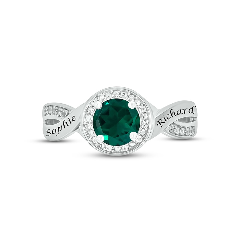 Lab-Created Emerald & Diamond Promise Ring 1/10 ct tw Round-cut Sterling Silver