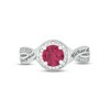 Thumbnail Image 3 of Lab-Created Ruby & Diamond Promise Ring 1/10 ct tw Round-cut Sterling Silver