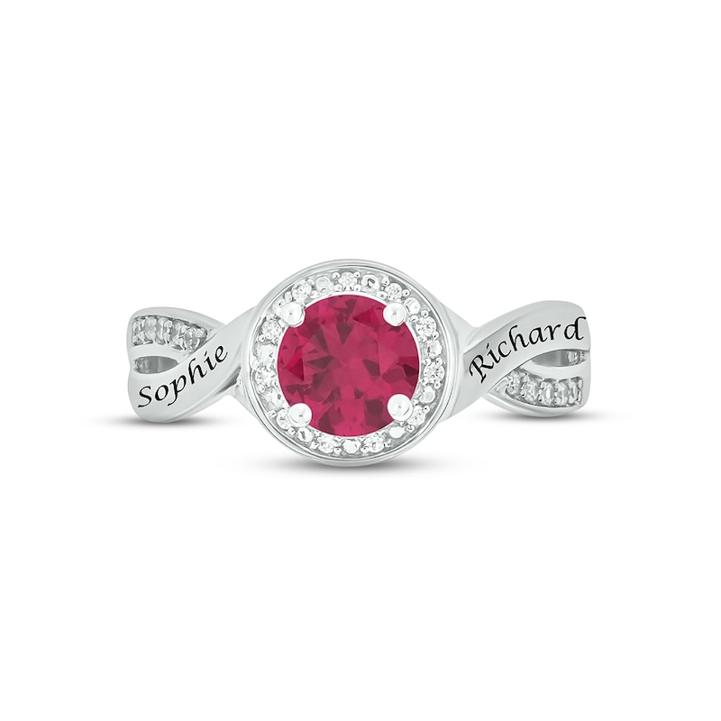 Main Image 3 of Lab-Created Ruby & Diamond Promise Ring 1/10 ct tw Round-cut Sterling Silver