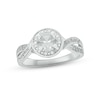 Thumbnail Image 1 of White Lab-Created Sapphire & Diamond Promise Ring 1/10 ct tw Round-cut Sterling Silver