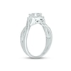 Thumbnail Image 2 of White Lab-Created Sapphire & Diamond Promise Ring 1/10 ct tw Round-cut Sterling Silver