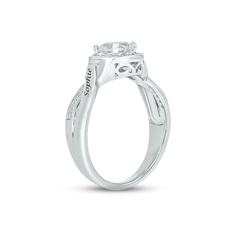 Main Image 2 of White Lab-Created Sapphire & Diamond Promise Ring 1/10 ct tw Round-cut Sterling Silver