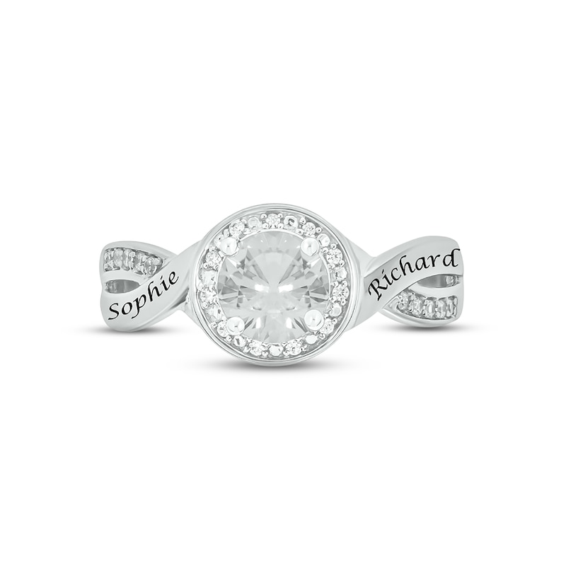 Main Image 3 of White Lab-Created Sapphire & Diamond Promise Ring 1/10 ct tw Round-cut Sterling Silver
