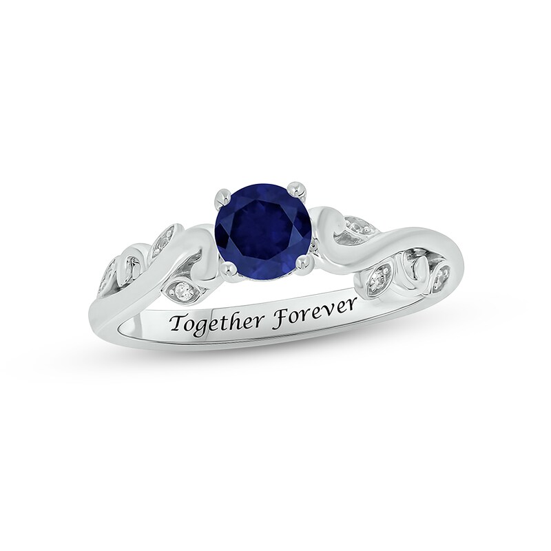 Main Image 1 of Blue Lab-Created Sapphire & Diamond Promise Ring Sterling Silver