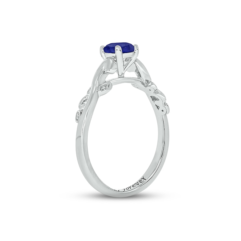 Blue Lab-Created Sapphire & Diamond Promise Ring Sterling Silver