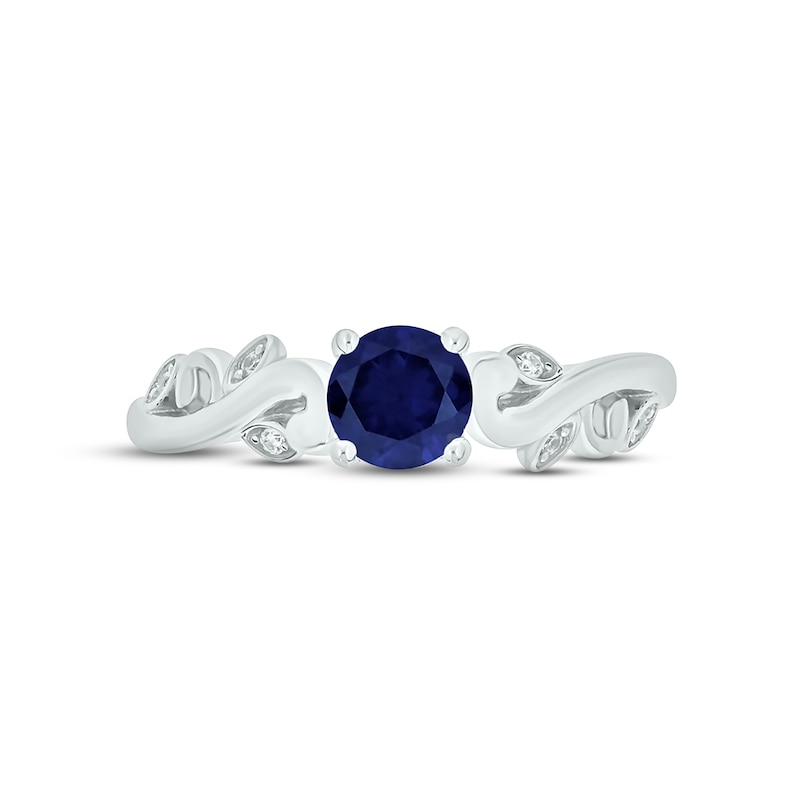 Blue Lab-Created Sapphire & Diamond Promise Ring Sterling Silver