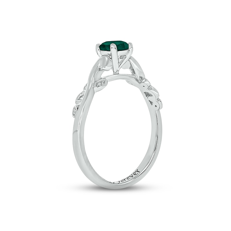Lab-Created Emerald & Diamond Promise Ring Sterling Silver