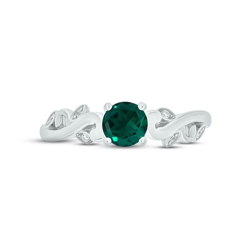 Lab-Created Emerald & Diamond Promise Ring Sterling Silver