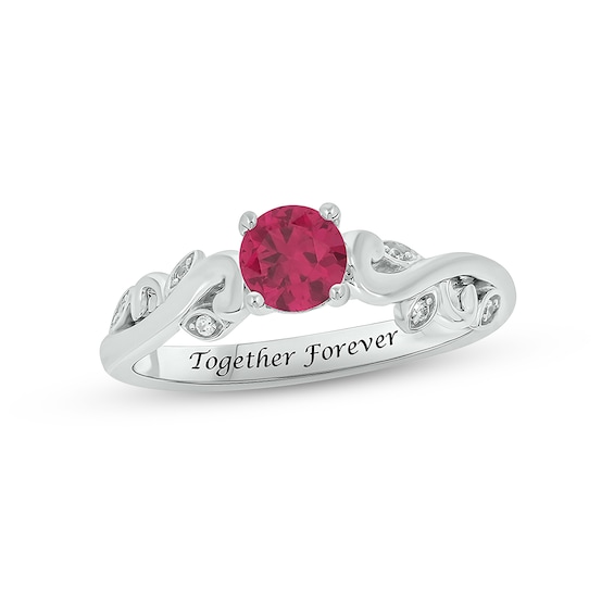 Lab-Created Ruby & Diamond Promise Ring Sterling Silver